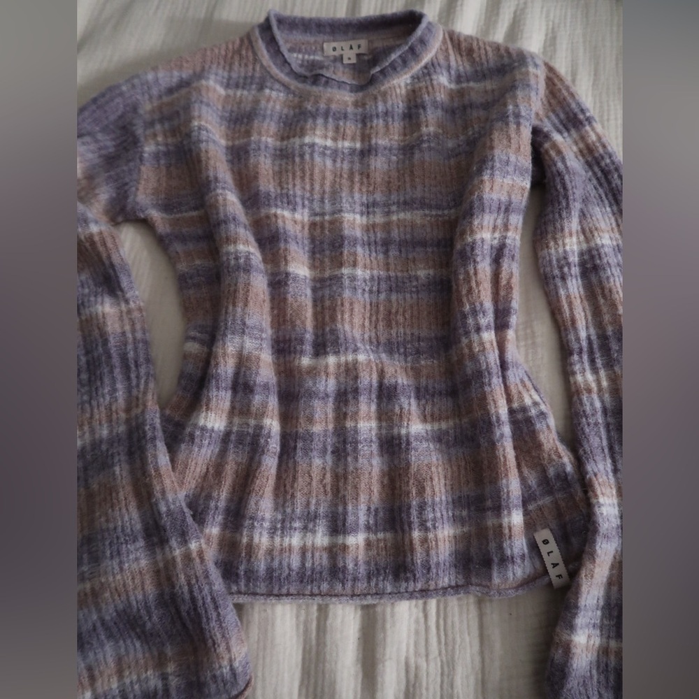 Ølåf striped Purple and Tan Women's Sweater